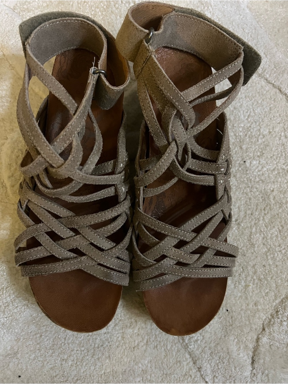 Joseph Taupe Strappy Wedge Sandals